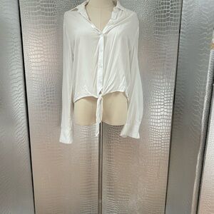 Beachlunchlounge White Tie Front Button Down Shirt